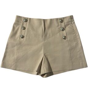 ANN TAYLOR SAILOR SHORTS NWT Linen Blend Sz 4P Highrise Zipper Gold Tone Buttons